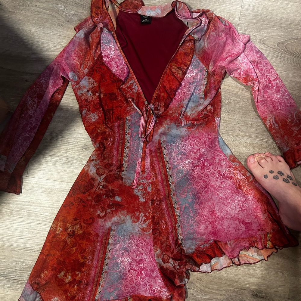 UO Marina Paisley Asymmetrical Romper